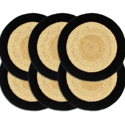 vidaXL - Placemat - Zwart - Katoen - 6 stuks