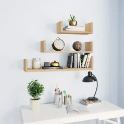 vidaXL - Plank - Bruin - Bewerkt hout - 60 x 15 x 10 cm - 3 stuks