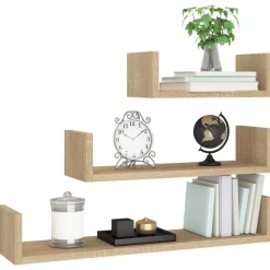 vidaXL - Plank - Bruin - Bewerkt hout - 60 x 15 x 10 cm - 3 stuks