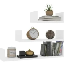 vidaXL - Plank - Wit - Bewerkt hout - 60 x 15 x 10 cm - 3 stuks