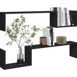 vidaXL - Plank - Zwart - Bewerkt hout - 2 stuks