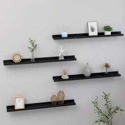 vidaXL - Plank - Zwart - MDF - 80 x 9 x 3 cm - 4 stuks