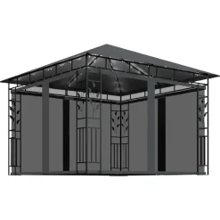 vidaXL - Prieel Met Lichtslinger - Antraciet - Stof - 3 x 3 x 2.73 m