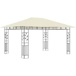 vidaXL - Prieel Met Lichtslinger - Crème - Stof - 4 x 3 x 2.73 m