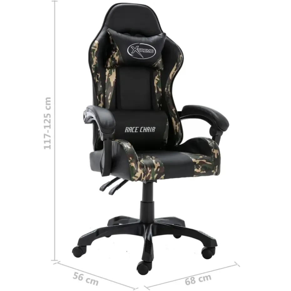 vidaXL - Race Stoel - Zwart - Kunstleer