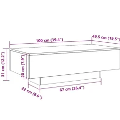 vidaXL - Rechthoekige Salontafel - Oud hout - Bewerkt hout - 100x49.5x31 cm