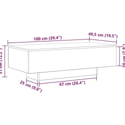 vidaXL - Rechthoekige Salontafel - Zwart eiken - Bewerkt hout - 100x49.5x31 cm