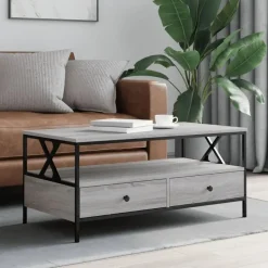 vidaXL - Rechthoekige Salontafel met 2 lades - Grijs sonoma eiken - 100x51 cm