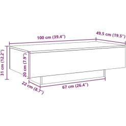 vidaXL - Rechthoekige Salontafel - Artisanaal eiken - Hout - 100x49.5x31 cm