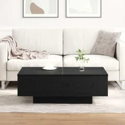 vidaXL - Rechthoekige Salontafel met 4 lades - Zwart eiken - Hout - 90x60 cm