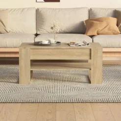 vidaXL - Rechthoekige Salontafel met schap - Sonoma eiken - Hout - 102x55 cm