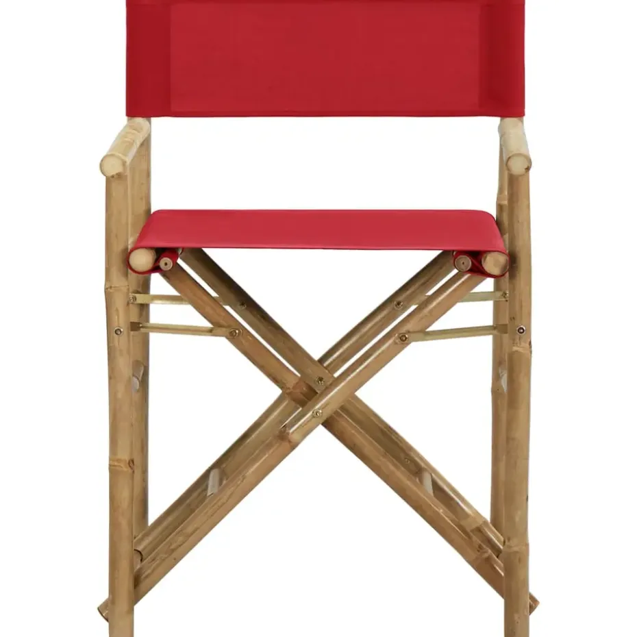 vidaXL - Regisseursstoel - Rood - Bamboe en stof - 2 stuks - Inklapbaar