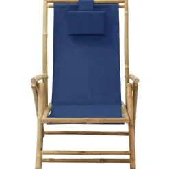vidaXL - Relaxstoel - Blauw - Bamboe en stof - Verstelbaar