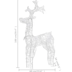 vidaXL - Rendier Kerstdecoratie - Warm white - 60 x 16 x 100 cm