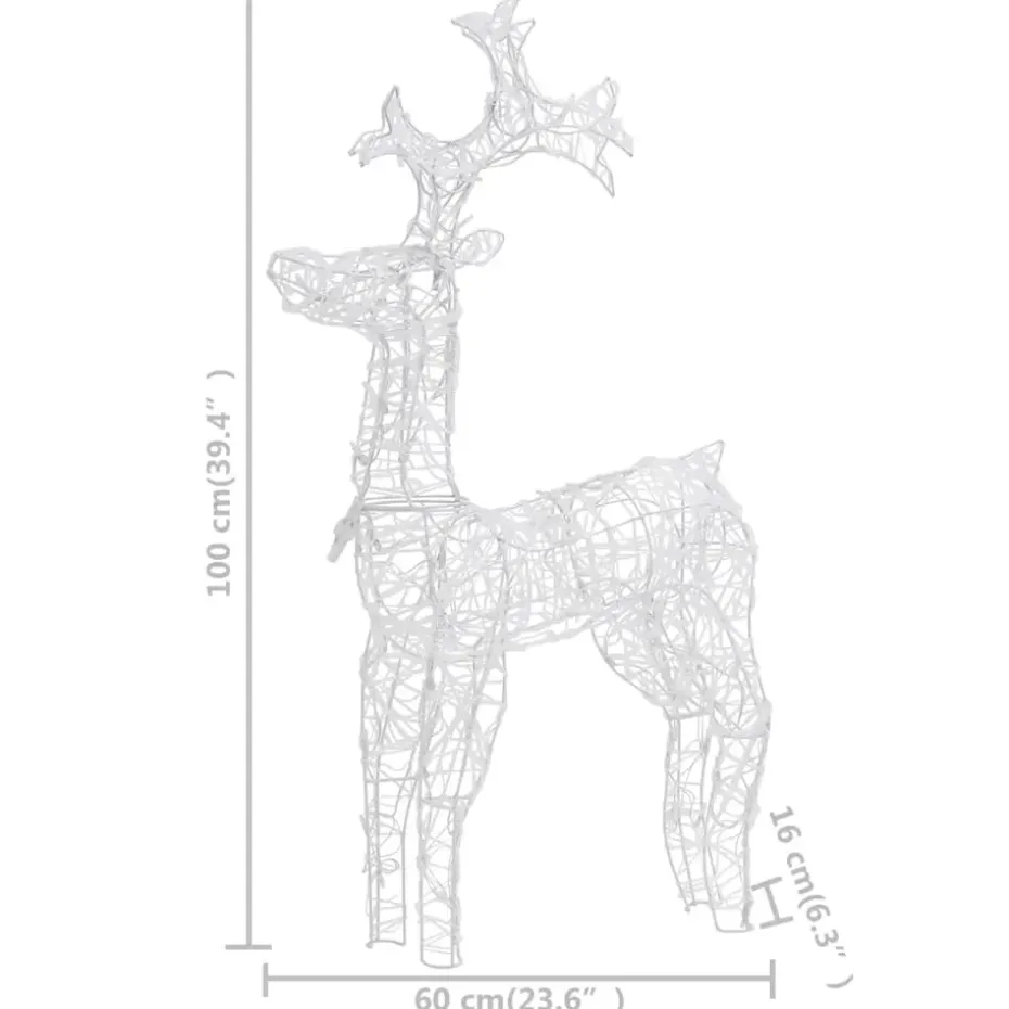 vidaXL - Rendier Kerstdecoratie - Warm white - 60 x 16 x 100 cm
