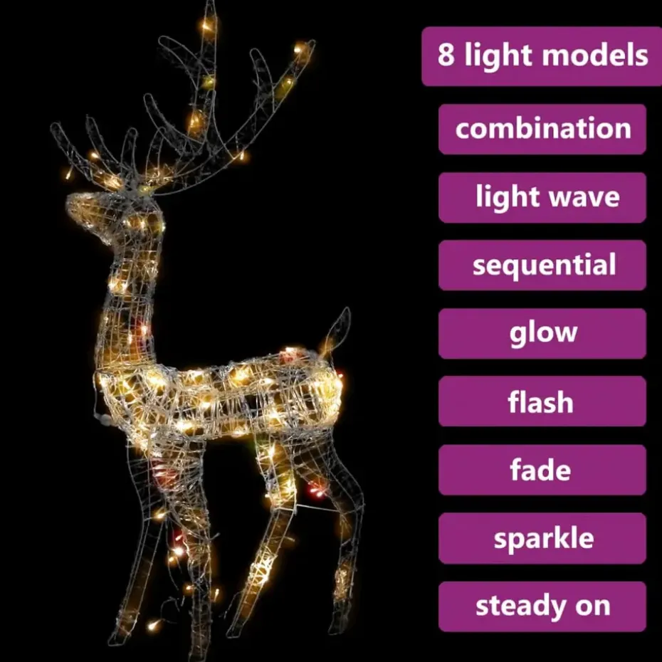 vidaXL - Rendier Kerstdecoratie - Multicolour - 70 x 41 x 120 cm