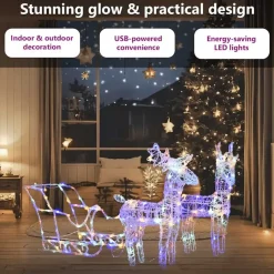 vidaXL - Rendieren En Slee Kerstversiering - Multikleur