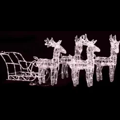 vidaXL - Rendieren En Slee Kerstversiering - Warmwit - 43 x 11 x 55 cm (4 stuks)
