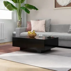 vidaXL - Salontafel - Zwart - Bewerkt hout - 90 x 60 x 31 cm