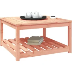 vidaXL - Salontafel met opbergruimte - Naturel - Douglashout - 82,5x82,5x45 cm