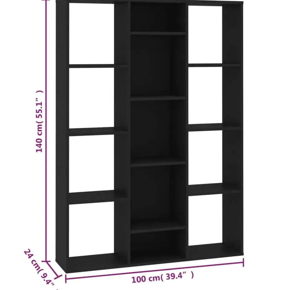 vidaXL - Scheidingswand - Zwart - Bewerkt hout