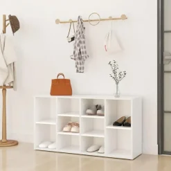 vidaXL - Schoenenbank - Wit - Bewerkt hout - 103x30x55 cm