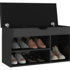 vidaXL - Schoenenbank - Zwart - Bewerkt hout