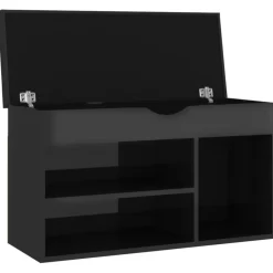 vidaXL - Schoenenbank - Zwart - Bewerkt hout