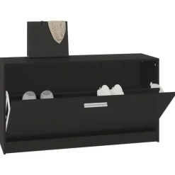 vidaXL - Schoenenbank - Zwart - Bewerkt hout