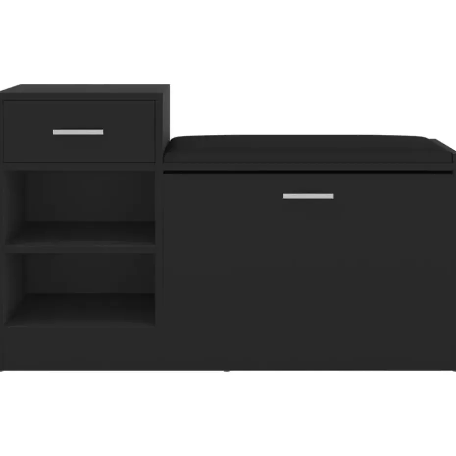 vidaXL - Schoenenbank - Zwart - Bewerkt hout