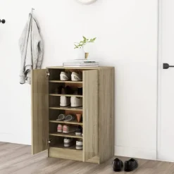 vidaXL - Schoenenkast - Bruin - Bewerkt hout - 60 x 35 x 92 cm