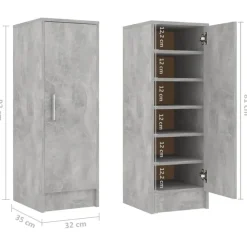 vidaXL - Schoenenkast - Grijs - Bewerkt hout - 31.5 x 35 x 92 cm