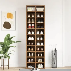 vidaXL - Schoenenkast - Oud hout - Bewerkt hout - 22 paar - 54x34x183 cm