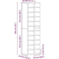 vidaXL - Schoenenkast - Oud hout - Bewerkt hout - 22 paar - 54x34x183 cm