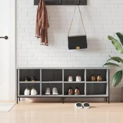 vidaXL - Schoenenkast 8 paar met 8 vakken - Grijs sonoma eiken - 131x35x50 cm