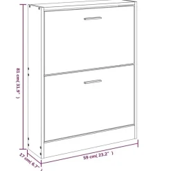 vidaXL - Schoenenkast 4 paar met 2 kleppen - Hout eiken - Hout - 59x17x81 cm