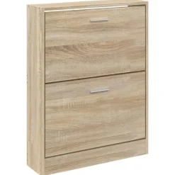 vidaXL - Schoenenkast 4 paar met 2 kleppen - Hout eiken - Hout - 59x17x81 cm