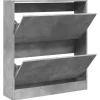 vidaXL - Schoenenkast 6 paar met 2 kleppen - Betongrijs - Hout - 80x21x87.5 cm