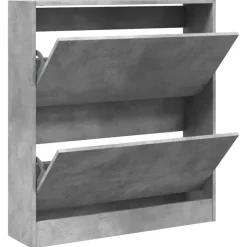 vidaXL - Schoenenkast 6 paar met 2 kleppen - Betongrijs - Hout - 80x21x87.5 cm