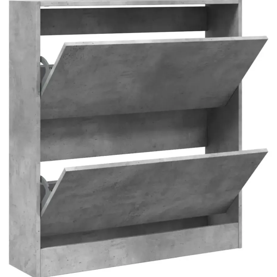 vidaXL - Schoenenkast 6 paar met 2 kleppen - Betongrijs - Hout - 80x21x87.5 cm