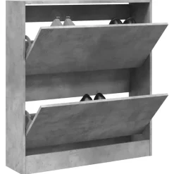 vidaXL - Schoenenkast 6 paar met 2 kleppen - Betongrijs - Hout - 80x21x87.5 cm