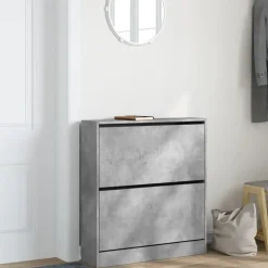 vidaXL - Schoenenkast 6 paar met 2 kleppen - Betongrijs - Hout - 80x21x87.5 cm