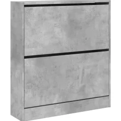 vidaXL - Schoenenkast 6 paar met 2 kleppen - Betongrijs - Hout - 80x21x87.5 cm