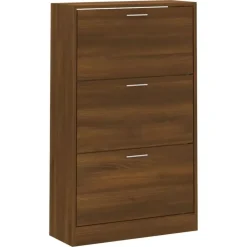 vidaXL - Schoenenkast 6 paar met 3 kleppen - Bruin eiken - Hout - 63x24x103 cm