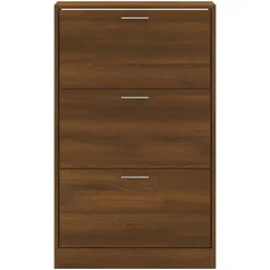 vidaXL - Schoenenkast 6 paar met 3 kleppen - Bruin eiken - Hout - 63x24x103 cm