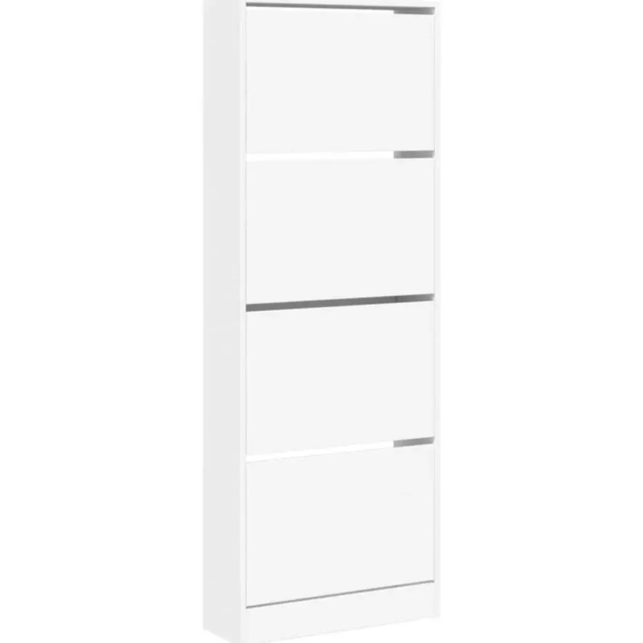 vidaXL - Schoenenkast 8 paar met 4 kleppen - Wit - Bewerkt hout - 60x21x163.5 cm