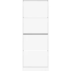 vidaXL - Schoenenkast 8 paar met 4 kleppen - Wit - Bewerkt hout - 60x21x163.5 cm