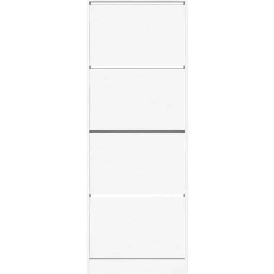 vidaXL - Schoenenkast 8 paar met 4 kleppen - Wit - Bewerkt hout - 60x21x163.5 cm