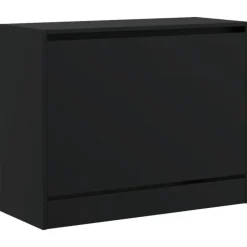 vidaXL - Schoenenkast 3 paar met 1 klep - Zwart - Bewerkt hout - 80x34x63 cm