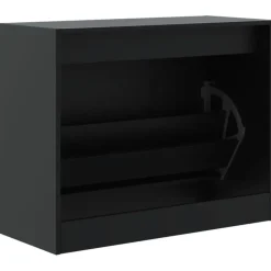 vidaXL - Schoenenkast 3 paar met 1 klep - Zwart - Bewerkt hout - 80x34x63 cm